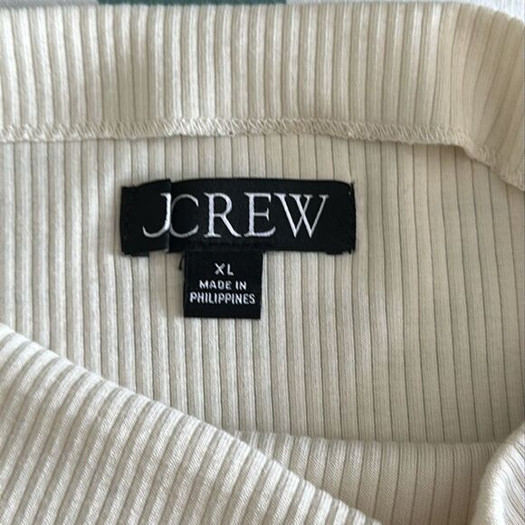 J. Crew Women’s Vintage rib split-neck T-shirt with gold buttons Ivory Size XL - Picture 5 of 9